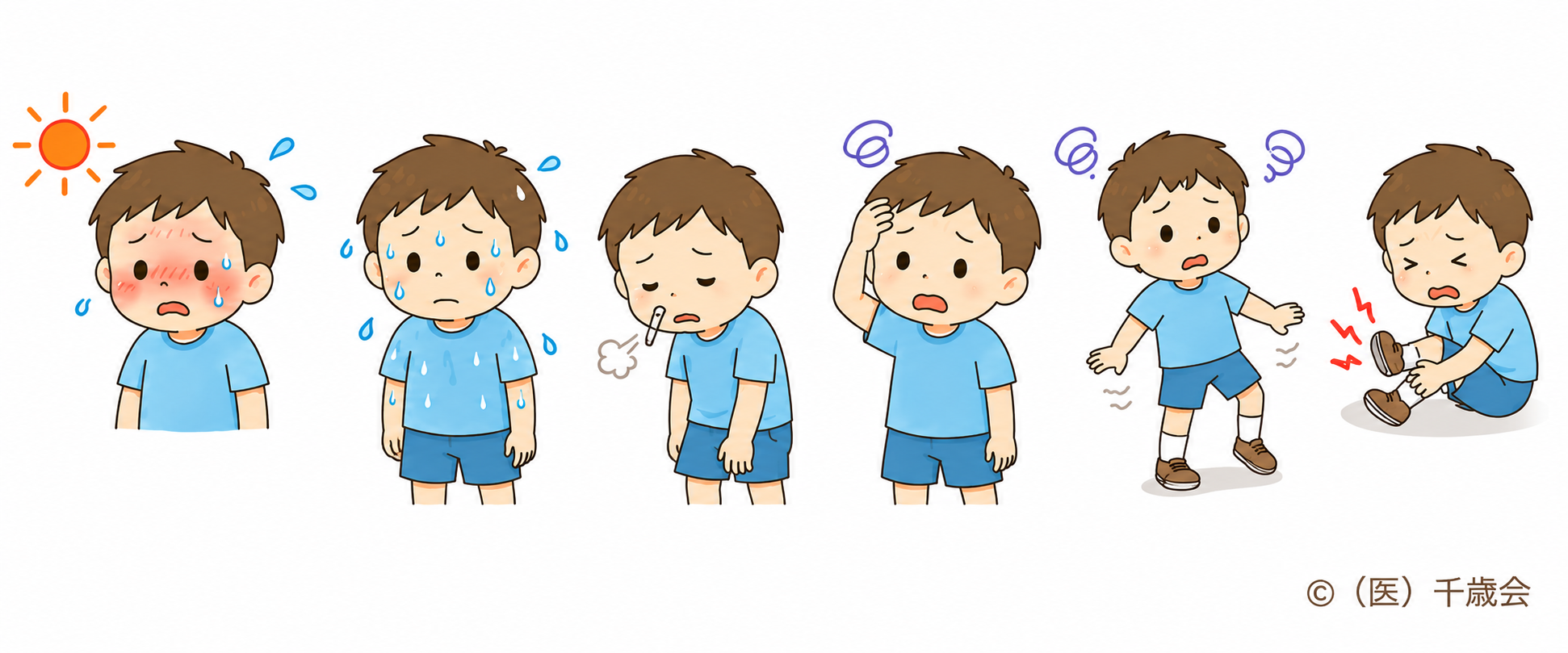 軽い熱中症のサインのイラスト