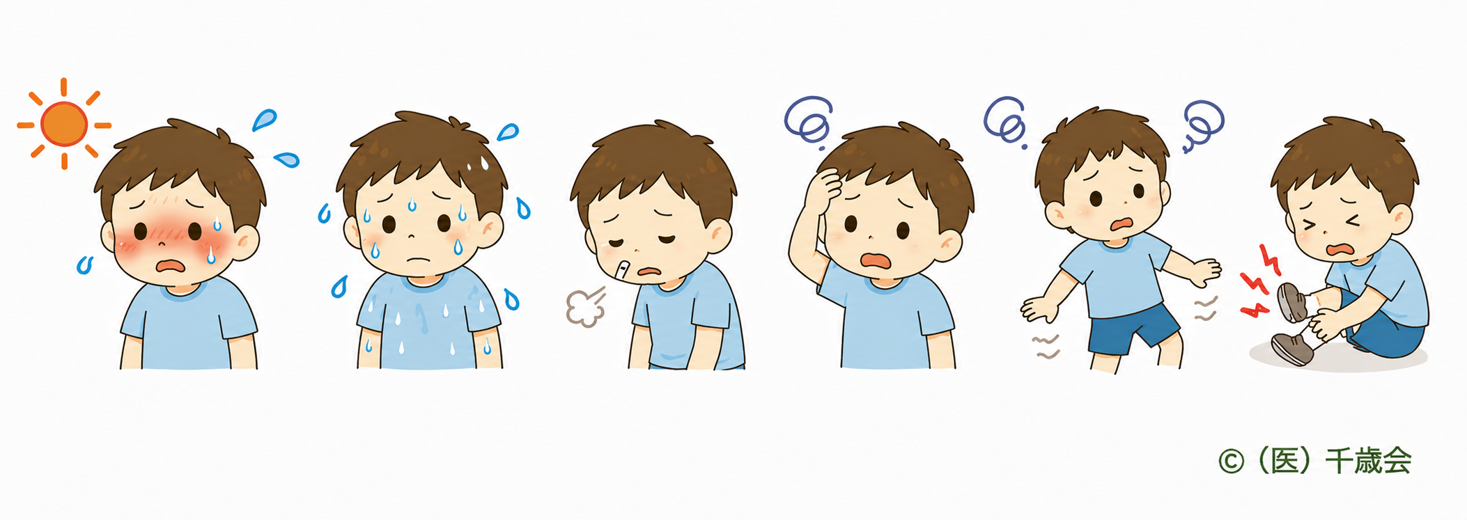 軽い熱中症のサインのイラスト