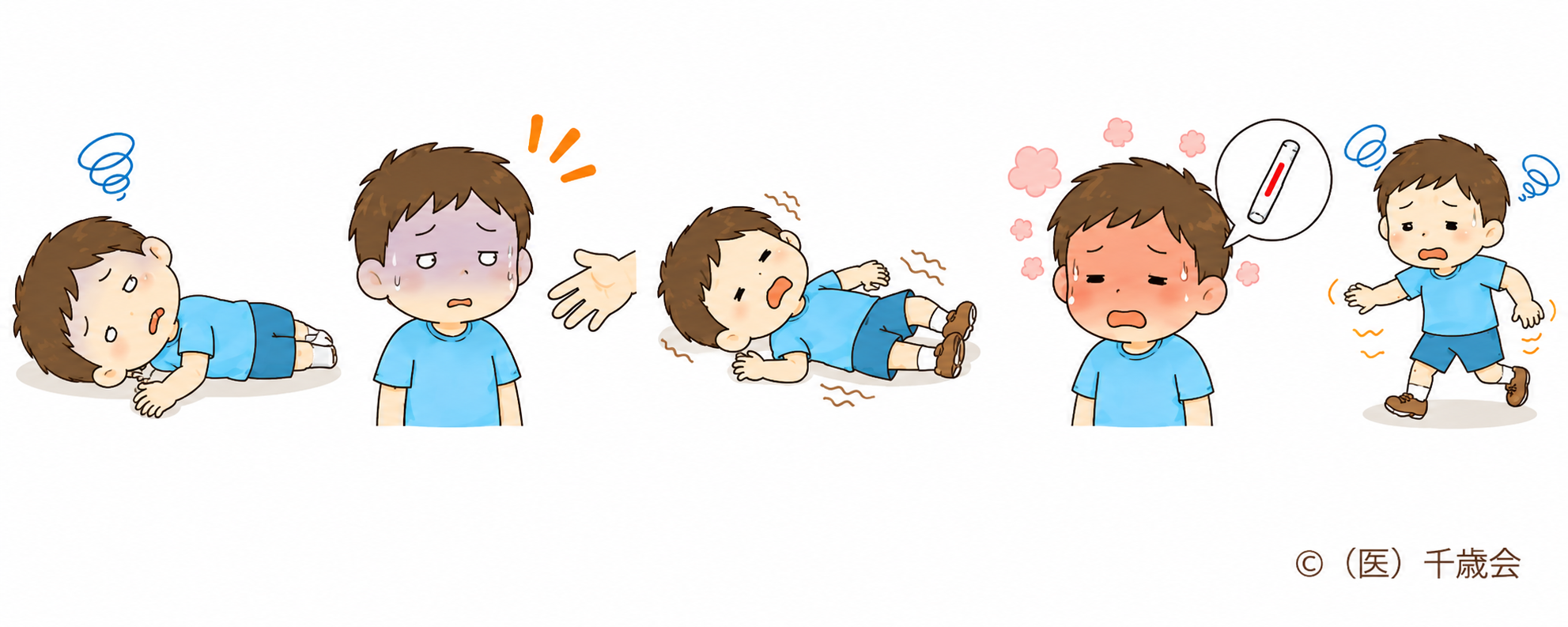 救急要請が必要な熱中症のサインのイラスト